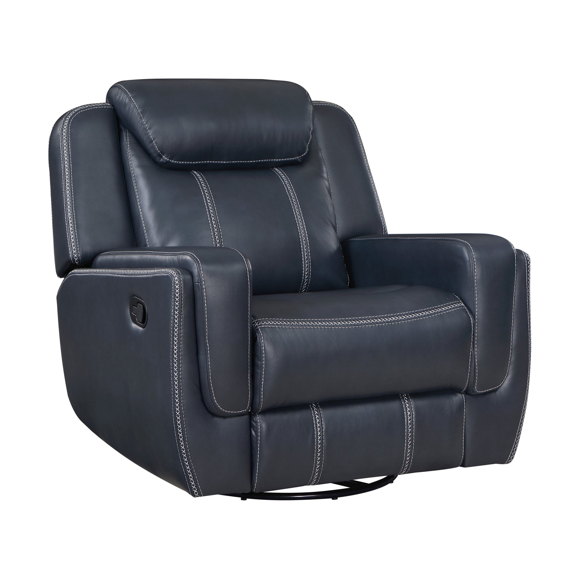 Modern Living Room Furniture 3Pc Reclining Sofa Set Bluefaux Leather Upholstery Sofa Loveseat Swivel Reclining Chair, Cup Holders, Power Outlets, Usb Ports Blue Faux Leather Wood Primary Living Space Modern Plywood,Solid Wood 6 Seat