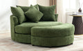 Orisfur. 360 Swivel Accent Barrel Chair With Storage Ottoman & 4 Pillows, Modern Chenille Leisure Chair Round Accent For Living Room, Green Green Foam Chenille