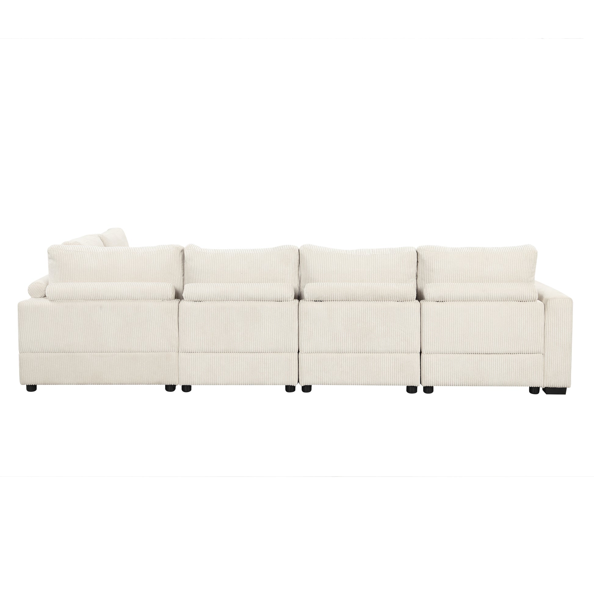 121.3" Sectional Couch Sofa Bed Modular Sofa With Two Movable Ottomans For Living Room Old Sku:N719S001640A , Beige Beige Foam Corduroy 7 Seat