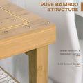 Homcom Bamboo Kitchen Island Cart On Wheels, Utility Trolley Cart With 2 Storage Drawers And Open Shelves, Bamboo Tone Natural Bamboo