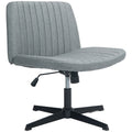 Homcom Wide Office Chair, Armless Office Desk Chair, Computer Fabric Vanity Chair With Adjustable Height, Gray Grey Polyester
