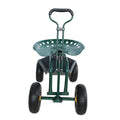 Garden Trolley Rolling Work Chair With Wheels, Garden Stool For Planting, 360 Degree Swivel Seat, Station Wagon Scooter With Steering Handle And Utility Tray, For Yard And Outdoors, Green Green Garden & Outdoor Iron