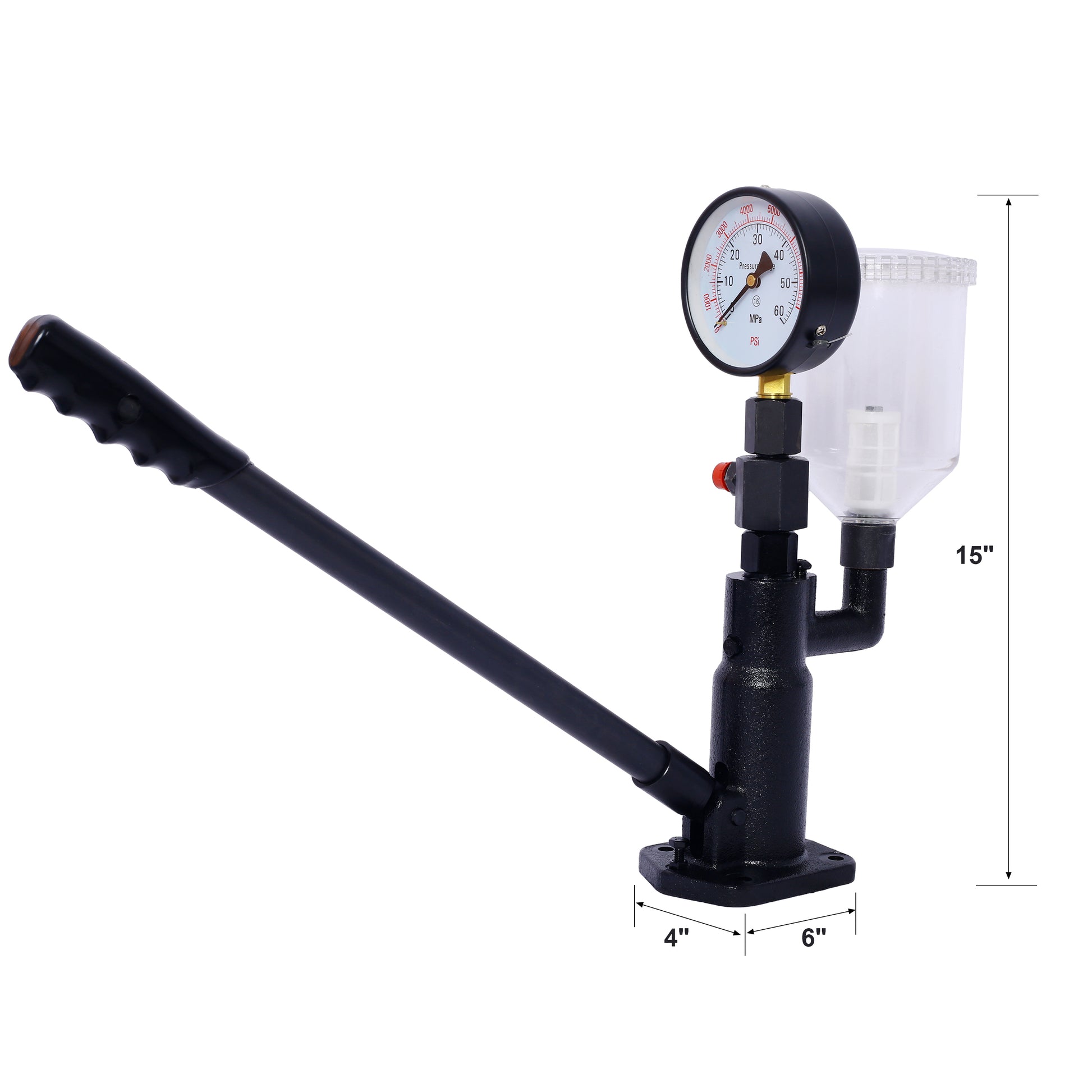 400Bar 6000Psi Fuel Injector Nozzle Tester Professional Auto Repair Tool With Dual Scale Gauge For Tractors Nozzle Pop Pressure Tester Black Steel