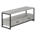 Tv Stand, 48 Inch, Console, Media Entertainment Center, Storage Drawers, Living Room, Bedroom, Grey Laminate, Black Metal, Contemporary, Modern Grey 70 79 Inches Particle Board