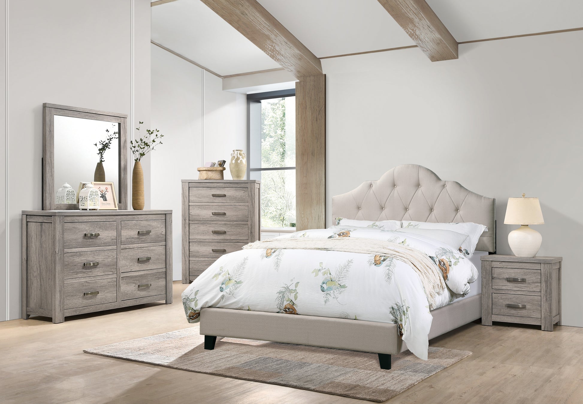 Contemporary 1Pc Queen Size Bed Adjustable Hb Light Brown Polyfiber Tufted Upholstered Wooden Bedframe Bedroom Furniture Box Spring Not Required Queen Light Brown Espresso Wood Bedroom