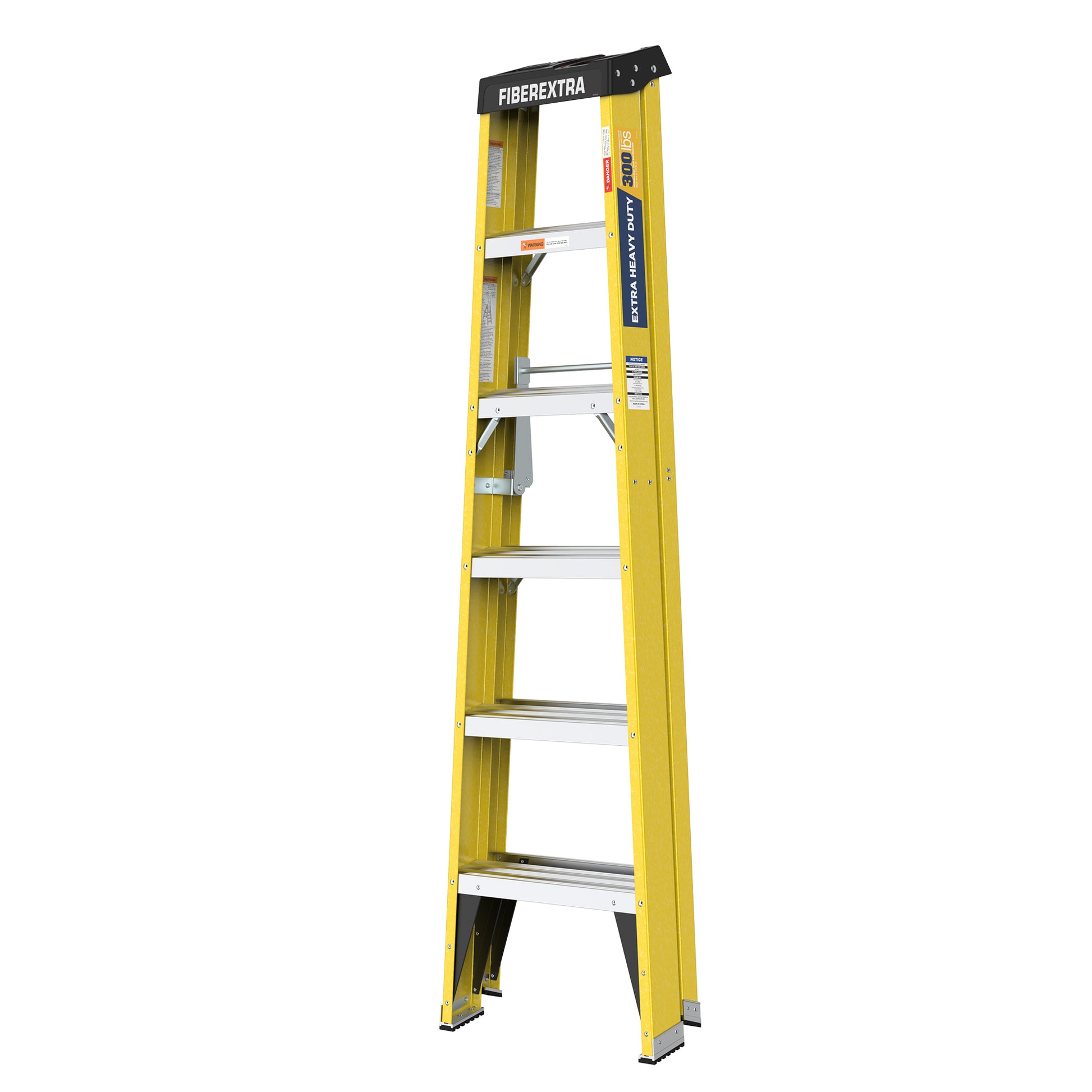 6 Fibreglass Step Ladder Series 300Lbs Yellow Fiberglass