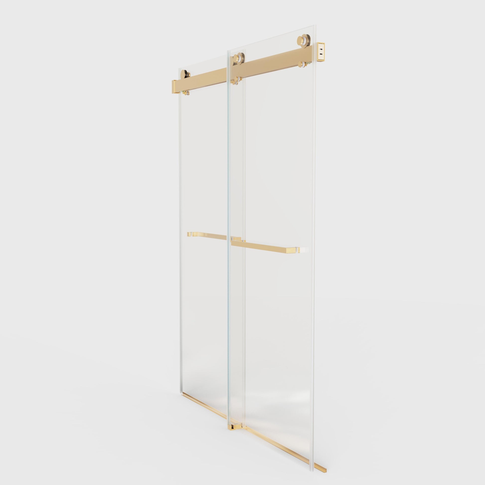 56 60 Inches W *76 Inches H Frameless Double Sliding Soft Close Shower Door In Brushed Gold,3 8 Inches 10Mm Thick Sgcc Tempered Glass Door Brushed Gold Glass Metal