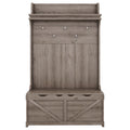 Hall Tree With Storage Bench, Entryway Bench With Drawer And 5 Hooks, Coat Rack With Display Shelf For Hallway Entryways, Oak Brown Oak Particle Board Mdf