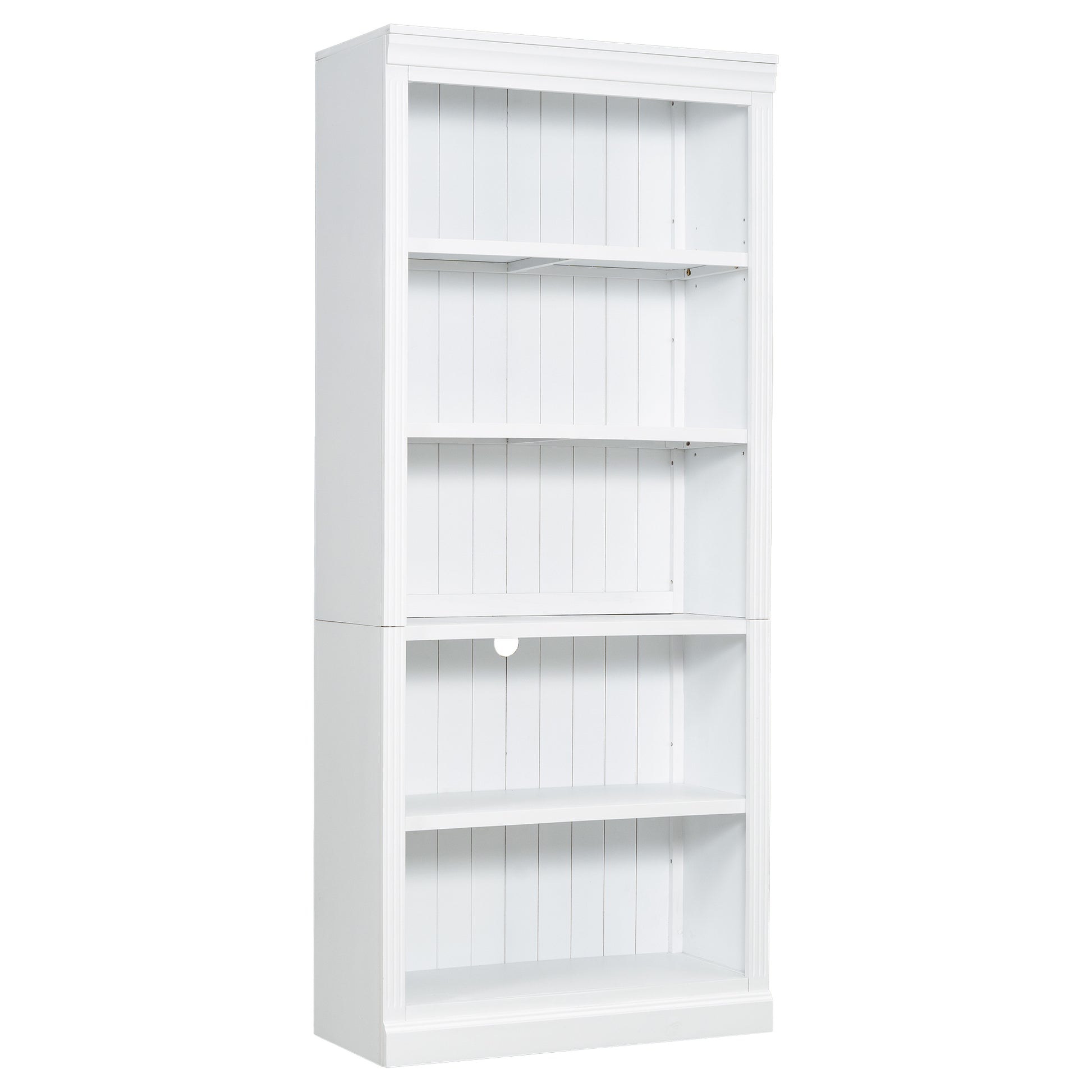 83" Tall Wood Bookcase Suite ,5 Tier Home Decor Bookshelves Suite With Adjustable Shelves,Storage Organizer For Cds Books Movies,Free Standing Storage Shelves Suite For Living Room,Office,White White Solid Wood Mdf