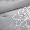 Printed Cotton Sateen Comforter Set Grey Peach Twin Twin Xl Twin Grey Peach Polyester
