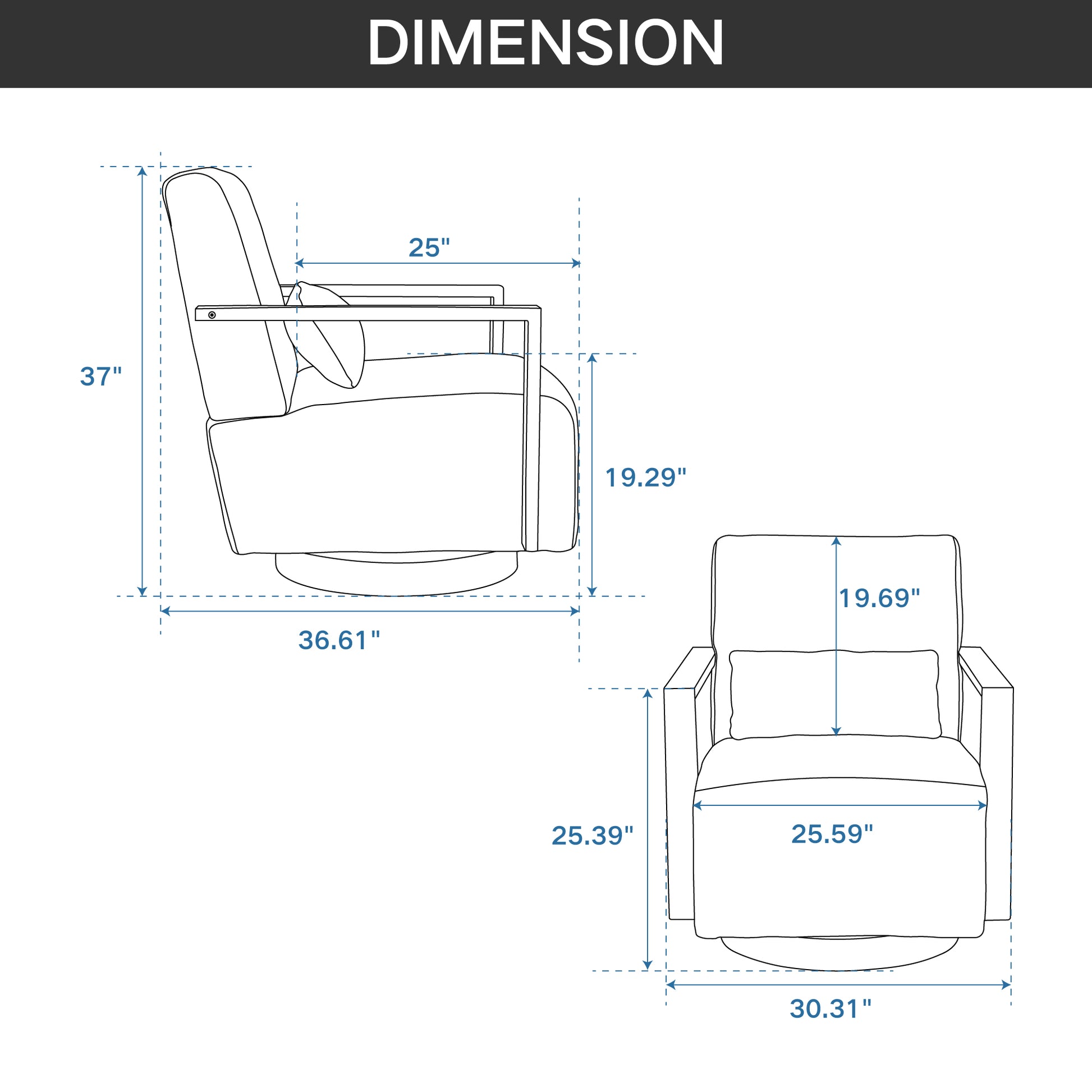 30.3"W Swivel Modern Upholstered Accent Chair With Solid Wood Armrests And 360 Degree Comfy Lounge Reading Chair, Side Armchair For Hotel, Bedroom, Living Room, Office, And Nursery Room. Gray Gray Linen Blend