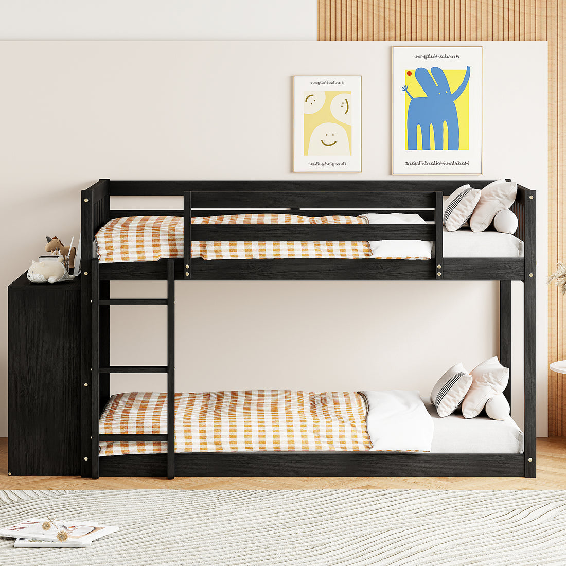 Twin Over Twin Bunk Bed With 4 Drawers And 3 Shelves Espresso Twin Espresso Solid Wood