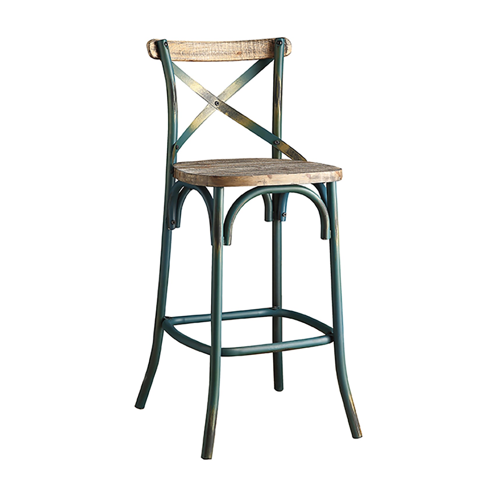 Antique Turquoise And Antique Oak Bar Stool With Cross Back Turquoise Dining Room Vintage Fir Cross Back Wood Metal