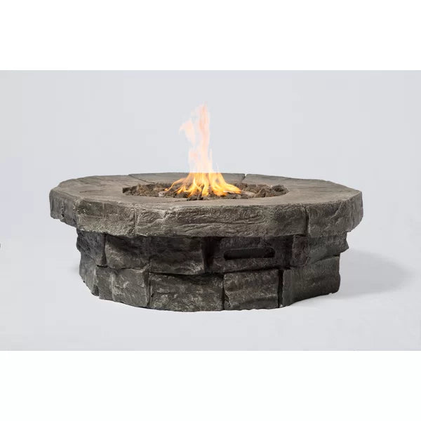 12" H X 37" W Outdoor Fire Pit Table Grey Garden & Outdoor Modern Stone Concrete