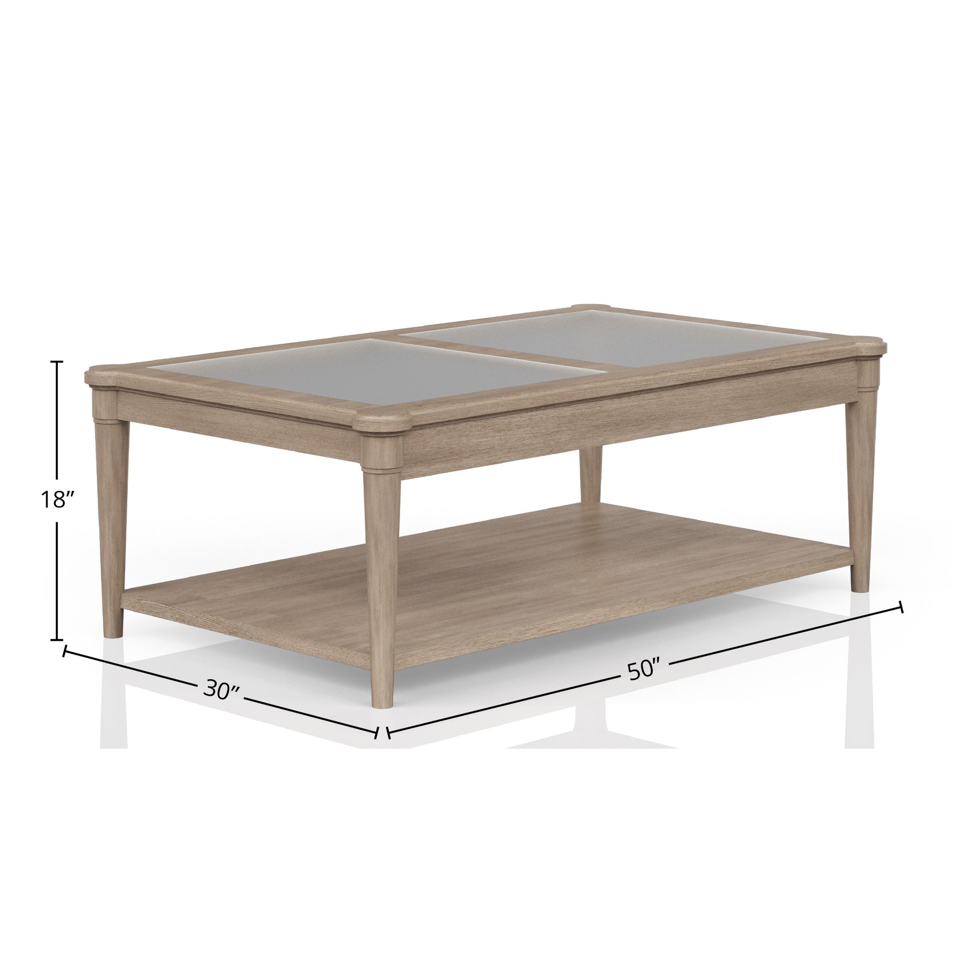 Frosted Glass Top Cocktail Table With Casters Sand Solid Wood Mdf Glass