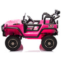 24V Two Seater Kids Ride On Truck Car W Parents Control,200W*2,Seat Width 20.28In,Four Wheel Suspension,Led Lights,Music,Mp3,Bluetooth,Two Independent Seat Belts,Suitable For Off Road For Kids Aged 3 Pink 100 149 Lbs Polypropylene