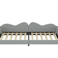 Twin Size Upholstered Daybed, Sherpa Fabric Sofabed With Cloud Shaped Backrest, No Box Spring Needed, Gray Twin Gray Wood Fabric