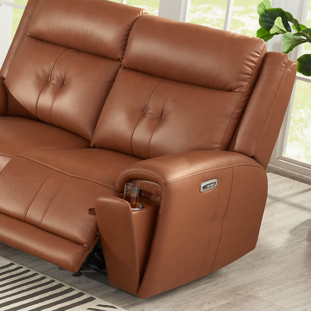 Emma Power Headrest Zero Gravity Reclining Loveseat Brown Memory Foam Genuine Leather