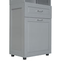 Tall Bathroom Cabinet With Laundry Basket, Large Storage Space Tilt Out Laundry Hamper And Upper Storage Cabinet, Grey Grey Mdf