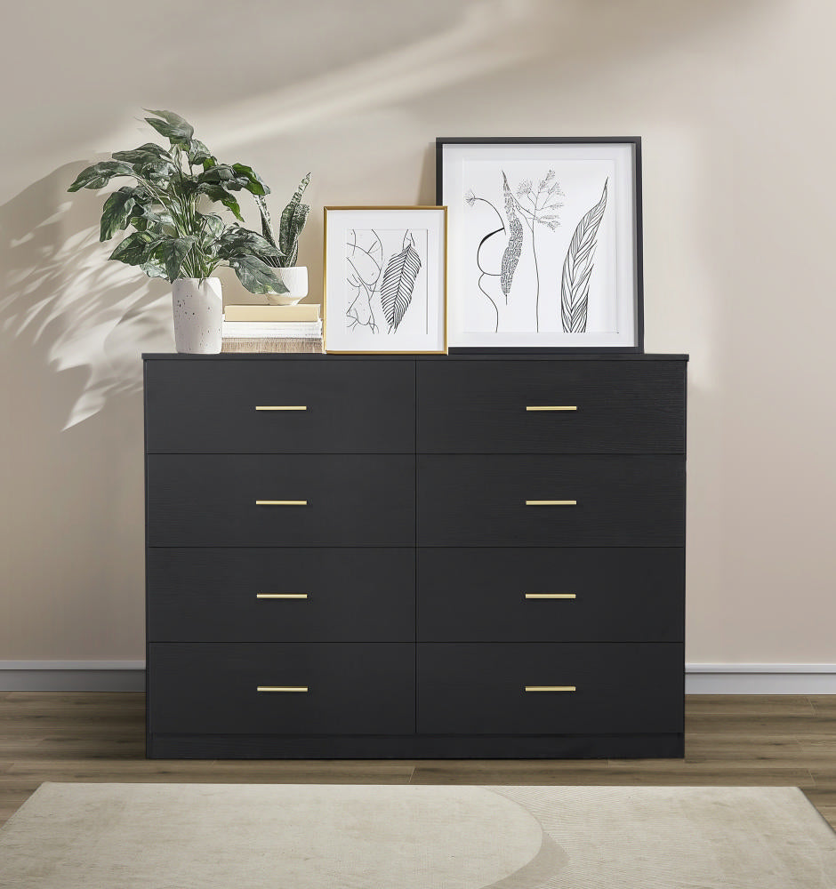 Modern Black 8 Drawer Dresser For Bedroom Large Storage Wide Chest Of Drawers, Sturdy & Safe Black White Primary Living Space American Design,Contemporary,Modern Melamine Engineered Wood