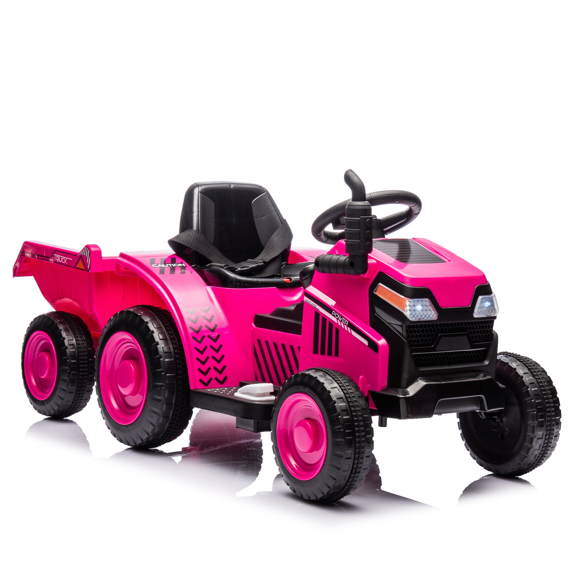 12V Kids Ride On Electric Tractor Black Knight,Kids Ride On Toy.2Wd,Non Skid Tires, Steering Wheel, Foot Pedal,With Removable Storage Tug,Light,Bluetooth,Music,Mp3,Usb,Power Display For Kids Aged 2 3. Rose Red 50 99 Lbs Polypropylene