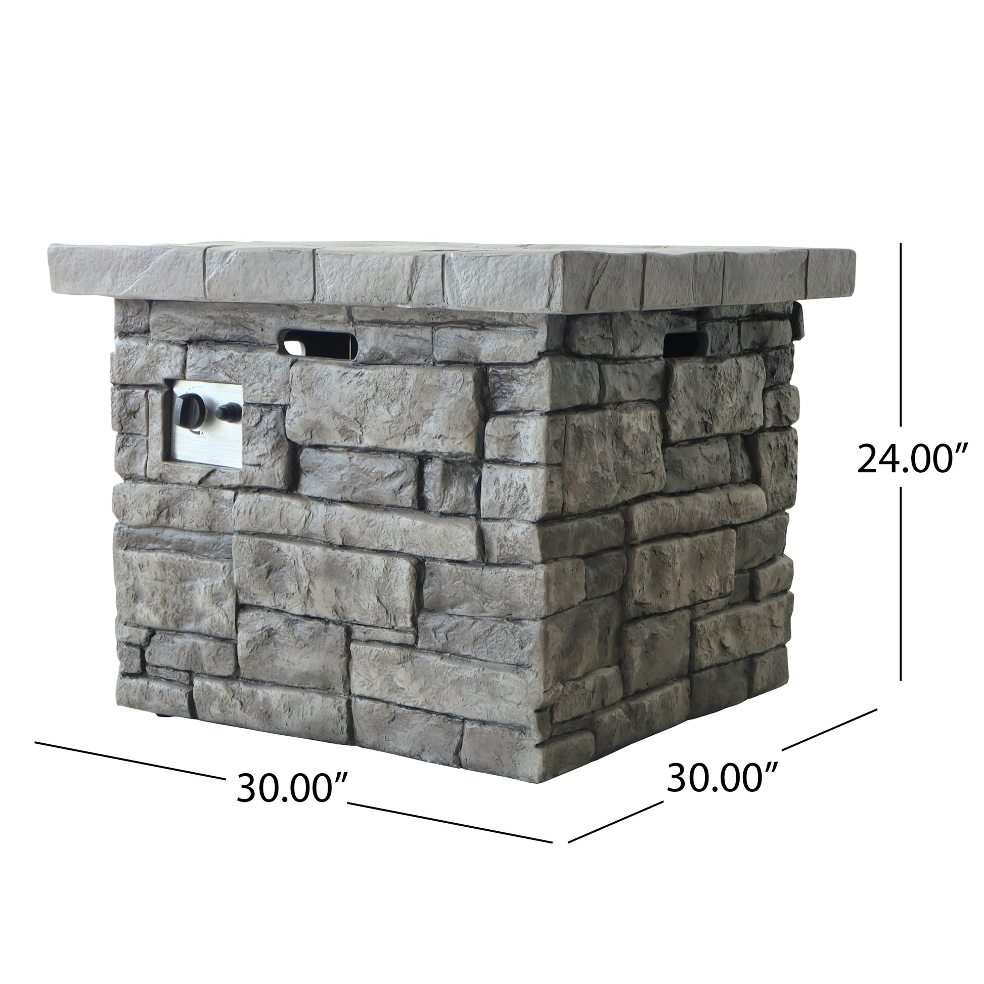 30" Outdoor Square Mgo Propane Fire Pit 40,000 Btu, Grey Grey Garden & Outdoor Magnesium Oxide