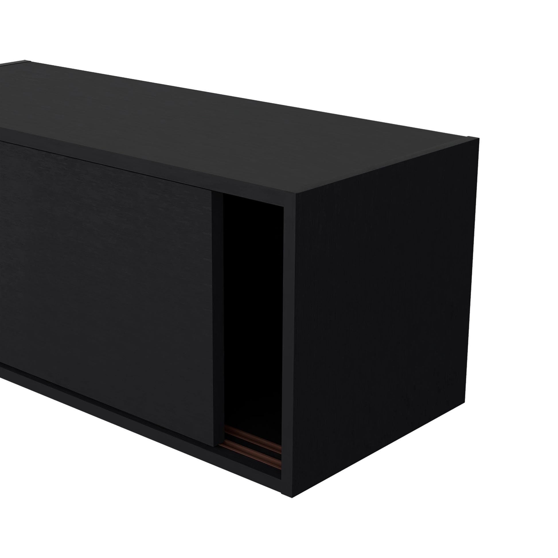 Wall Cabinet 13" H, 2 Sliding Doors, 1 Shelf, Black Black Solid Wood Mdf Engineered Wood