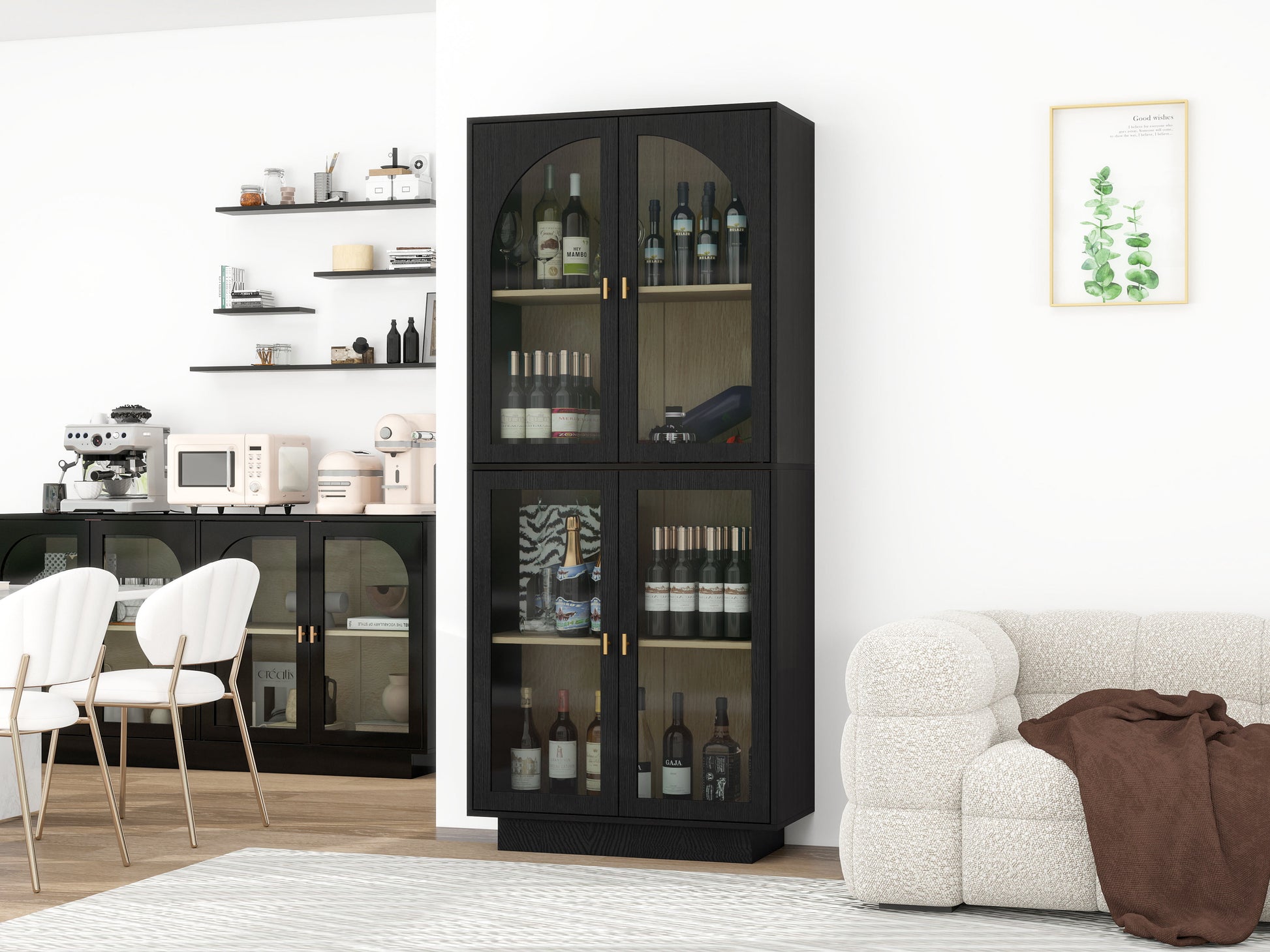 Storage Cabinet With Acrylic Door For Living Room, Dining Room, Study Black Particle Board