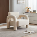 Modern Sherpa Fabric Accent Chair For Living Room, Upholstered Armchair With Sturdy Frame, Comfortable Contemporary Lounge Chair For Bedroom, Home Office, Or Reading Nook Single Sofa Seat Beige Foam