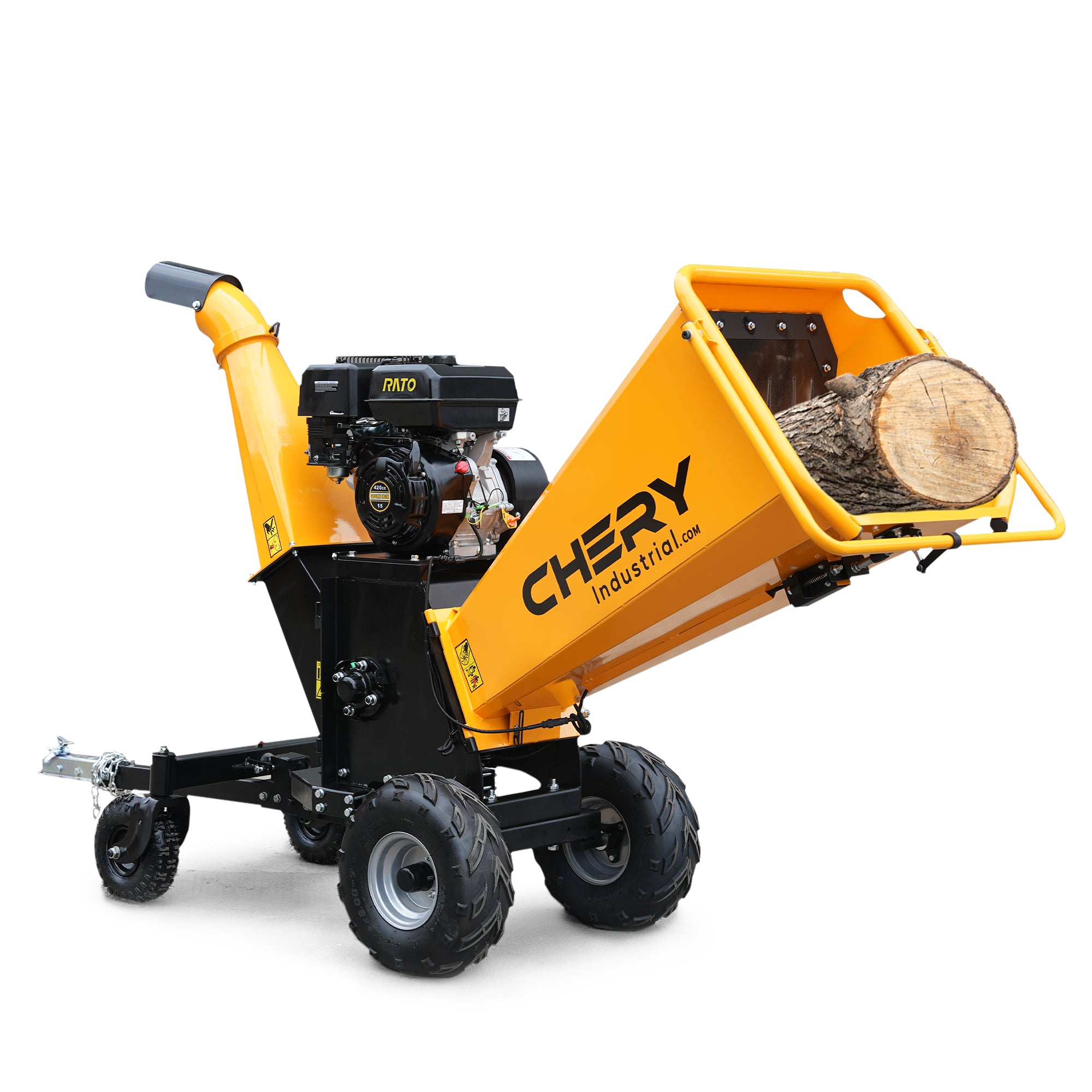 6'' Inch 420Cc 15Hp Pull Start Gas Powered 4 Wheels Wood Chipper Shred