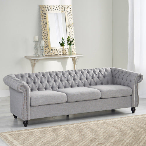 Sofa 3 Seater Grey Fabric 3 Seat