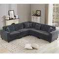 Packaging Upgrade Oversized Modular Sectional Sofa Set, L Shaped Couch,Corduroy ,Upholstered,Deep Seat,5 Seat,5 Throw Pillow And 6 Back Cushion,Living Room, Apartmentgray Gray Polyester Wood Primary