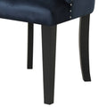 Dark Navy And Black Tufted Back Arm Chair Solid Navy Dining Room Foam Rectangular Luxury Side Chair Poplar Tufted Back Velvet