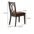 Wooden Side Chair With Cushioned Seat And Cut Out Back, Set Of 2,Brown Brown Wood Fabric