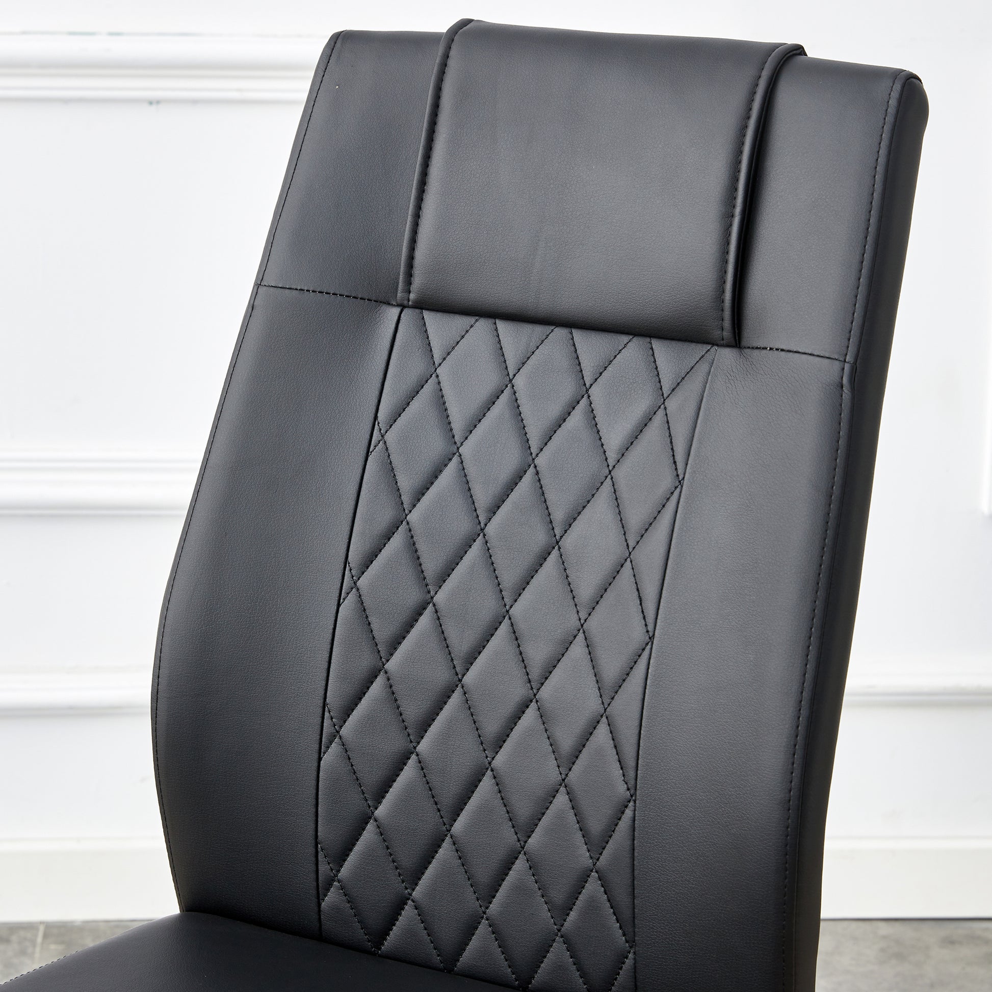 Table And Chair Set.Modern Rectangular Glass Dining Table With A Tempered Glass Tabletop And Metal Legs, Paired With Multiple Chairs Designed With Pu Cushions And Golden Metal Legs. Black Gold Seats 8 Tempered Glass