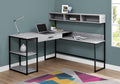 Computer Desk, Home Office, Corner, Storage Drawers, L Shape, Work, Laptop, Grey Laminate, Black Metal, Contemporary, Modern Grey Mdf