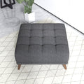 Addison Square Upholstered Ottoman Dark Gray Linen Wood Backless Solid Grey Mid Century Modern Square Armless Tufted Linen,Solid Wood
