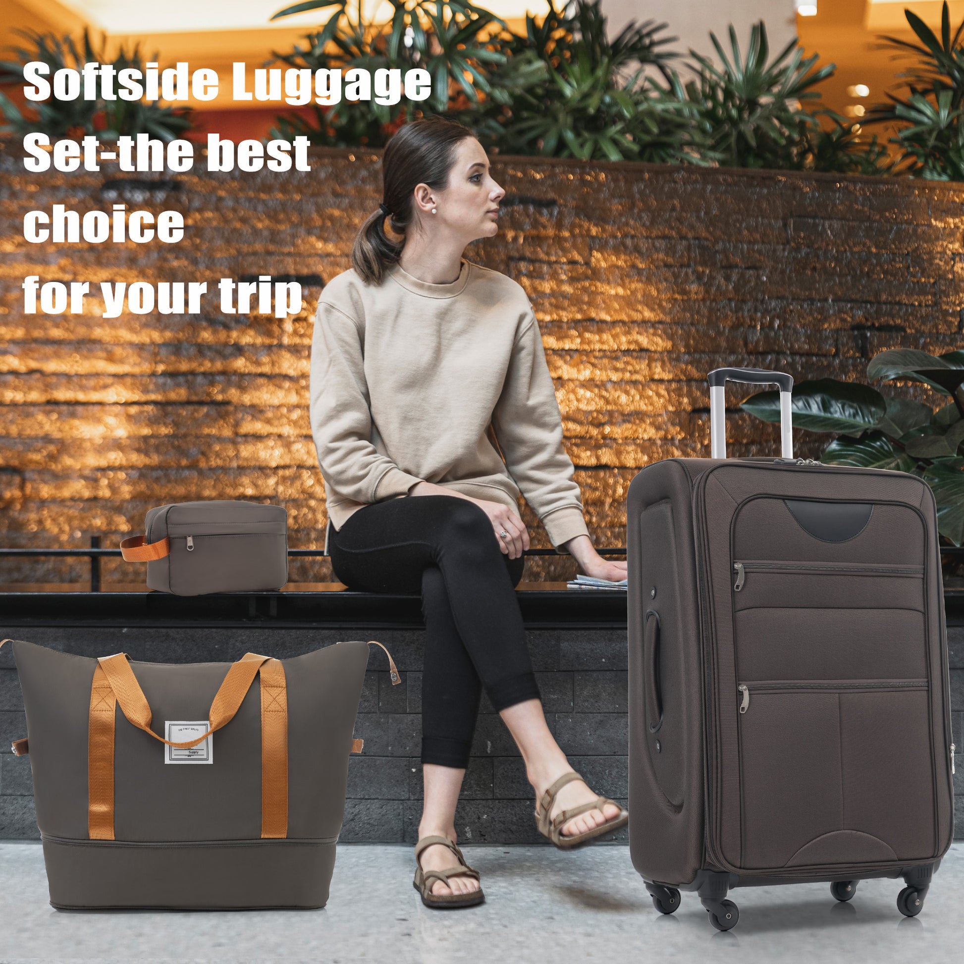 Softside Luggage Expandable Piece Set Suitcase With Duffel Bag Uprig
