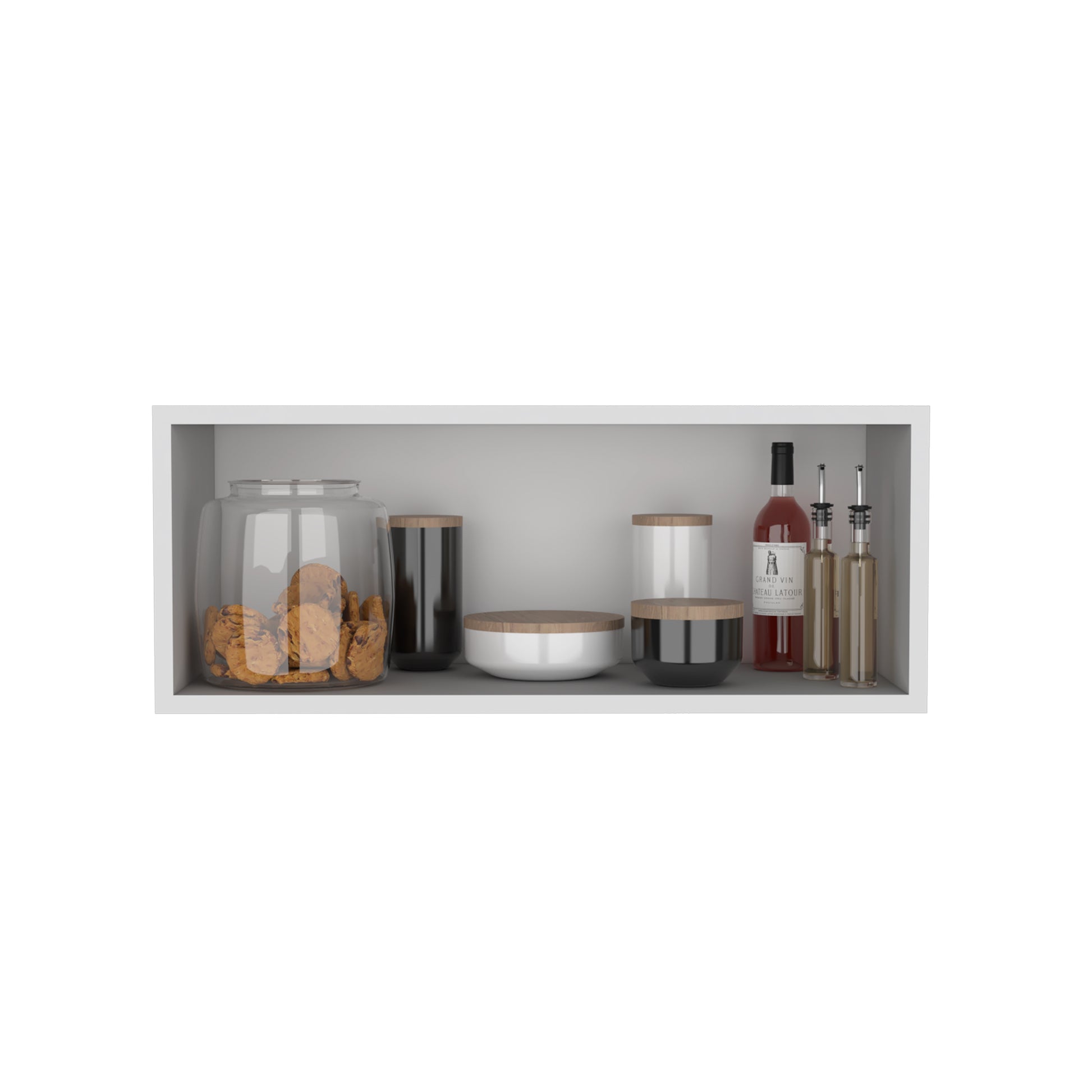 Wally 30" Wide X 12"H Open Wall Cabinet, Wall Shelf, Storage Cabinet, Cube Shelf Bedroom, Office, Living Room, Garage White Primary Living Space Shelves Included Modern Particle Board