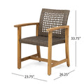 Hampton Wood And Wicker Dining Chair Set Of 2 Brown Wood Glass