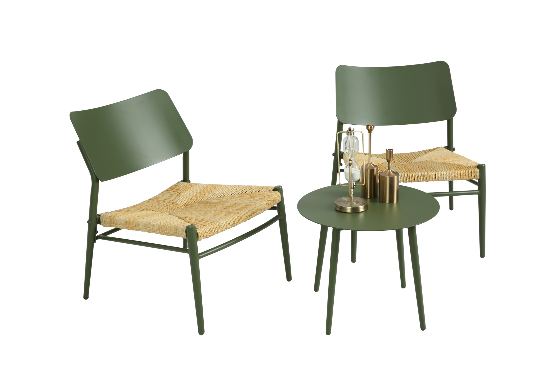 Aluminium 3 Piece Patio Set Bistro Table And Chairs Setbackyard, Garden, Living Room, Green Green Steel