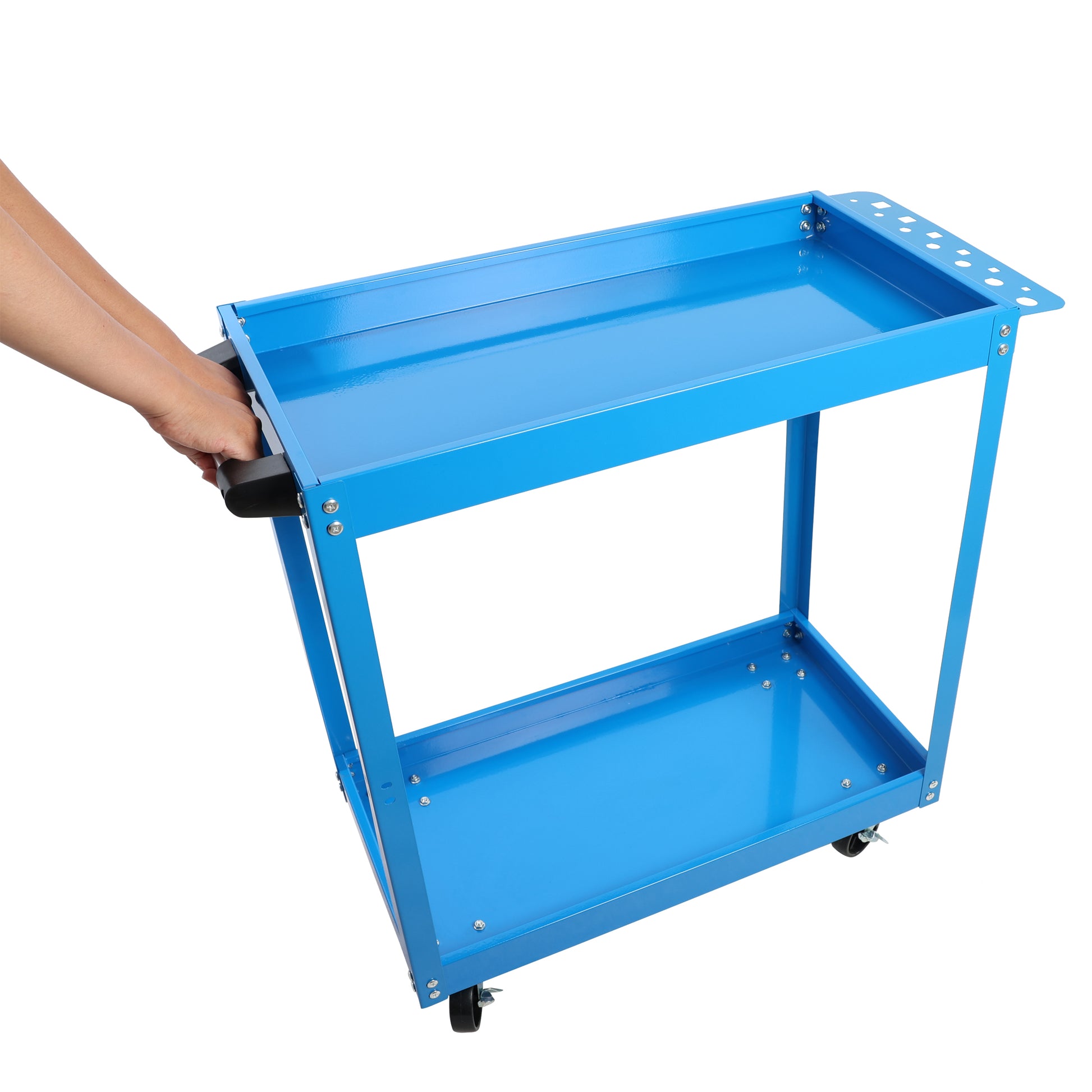 Tool Cart On Wheels, Heavy Duty Steel Utility Cart W Lockable Wheels, 400 Lbs Capacity Industrial Service Cart For Garage, Warehouse, Workshop Two Layer Bright Blue Blue Abs Steel Q235