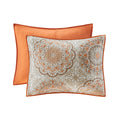 6 Piece Reversible Quilt Set With Throw Pillows Orange Full Queen Orange Cotton