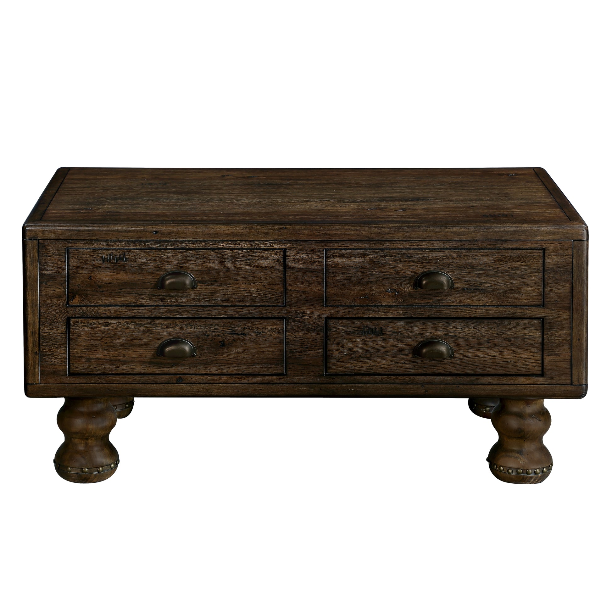 Rectangle Living Room Coffee Table Set, 3 Piece Solid Wood Living Room Table Set, 1 Coffee Table And 2 End Table, Wood Center Table Tea Table Set With Rivet Decoration Legs.Easy Assembly, Espresso Espresso Pine