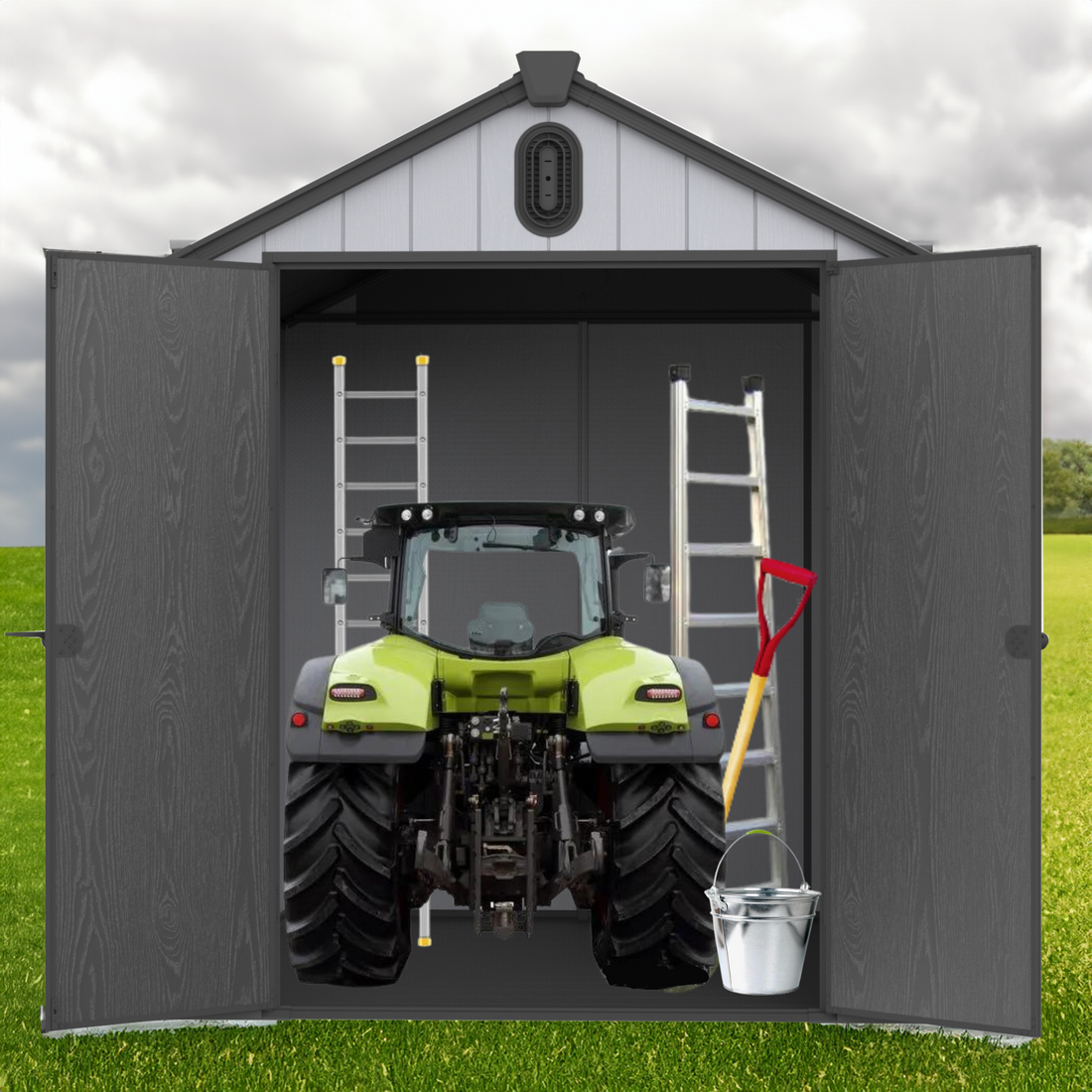 Xwt012 6*8Ft Plastic Storage Shed For Backyard Garden Big Spire Tool Storage Black Grey Garden & Outdoor Plastic