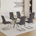 Table And Chair Set.Large Minimalist Rectangular Glass Dining Table For 6 8 With 0.39