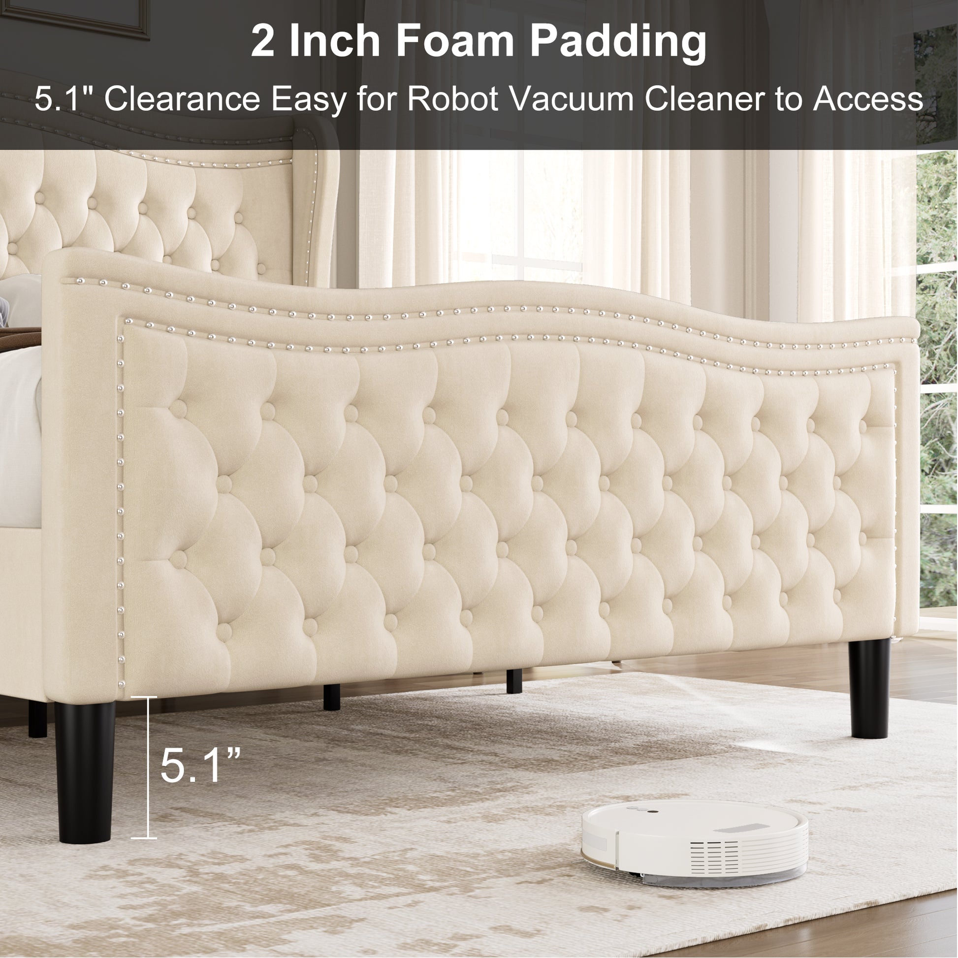 Lift Up Velvet Beige King Size Bed Box Spring Not Required King Beige Wood Light Brown Bedroom American Design Poplar Slat Beds Foam Velvet Upholstered