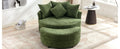 Orisfur. 360 Swivel Accent Barrel Chair With Storage Ottoman & 4 Pillows, Modern Chenille Leisure Chair Round Accent For Living Room, Green Green Foam Chenille