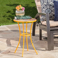 Barnsfield End Table Yellow Ceramic Tile Iron