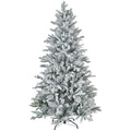 Homcom 6Ft Snow Flocked Artificial Christmas Tree With 994 Tips, Foldable Metal Stand, Easy Assembly, Hinged Xmas Tree For Home, Office, Holiday, Green Green Plastic